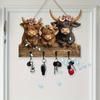 Wooden Cow Key Holder Highland Cow Ornaments Key Holder Wall Mounted Rustic 4 Hooks Cow Wall Decorative Rack Decorative Hooks