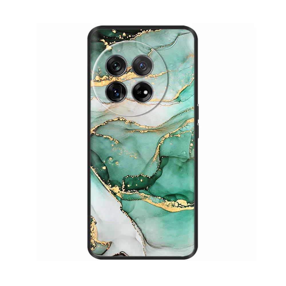Painted Cover For OnePlus 12 Case Black Silicone Soft Luxury Phone Back Cover For One Plus 12 OnePlus12 5G Fundas Cases Hoesje