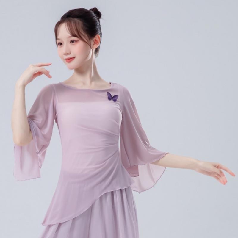 Women's Flying Sleeve Mesh Dance Top: Chinese Dance Costume