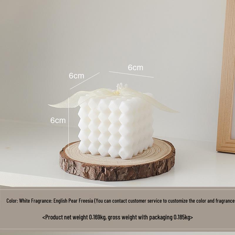 White Geometric Rubik's Cube Scented Candle: Creative Home Aroma Gift & Handmade Ornament