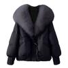 Women's Solid Color Fashionable Thick Warm Temperament Cotton Jacket With Large  Collar Cotton Coat Jacket