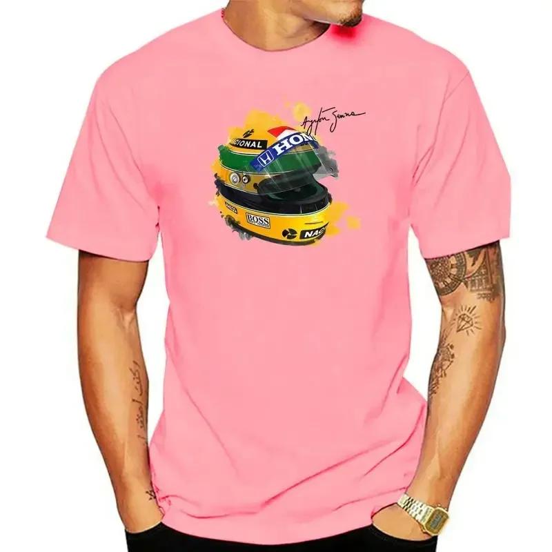 Signatur Mann Ayrton Senna Helm T-Shirt Tops 1 Rennwagen Aquarell harajuku Männer 100% Baumwolle Kurzarm T-Shirt übergroß