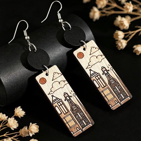 New Ethnic Style Geometric Print Versatile Earrings