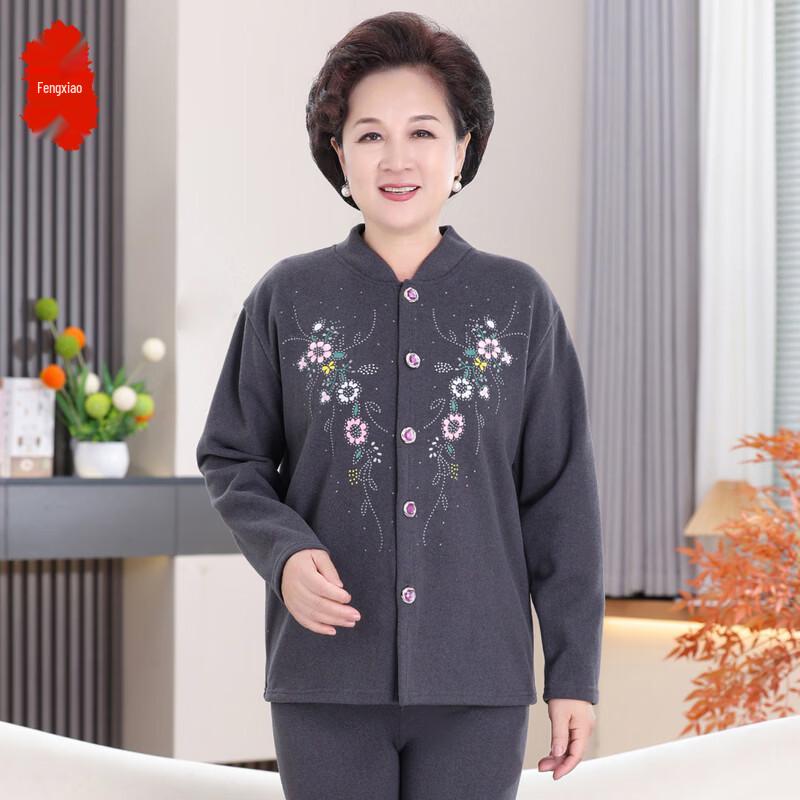

Fengxiao Fleece Lined Round Neck Long Sleeve Top and Pants Set 2XL