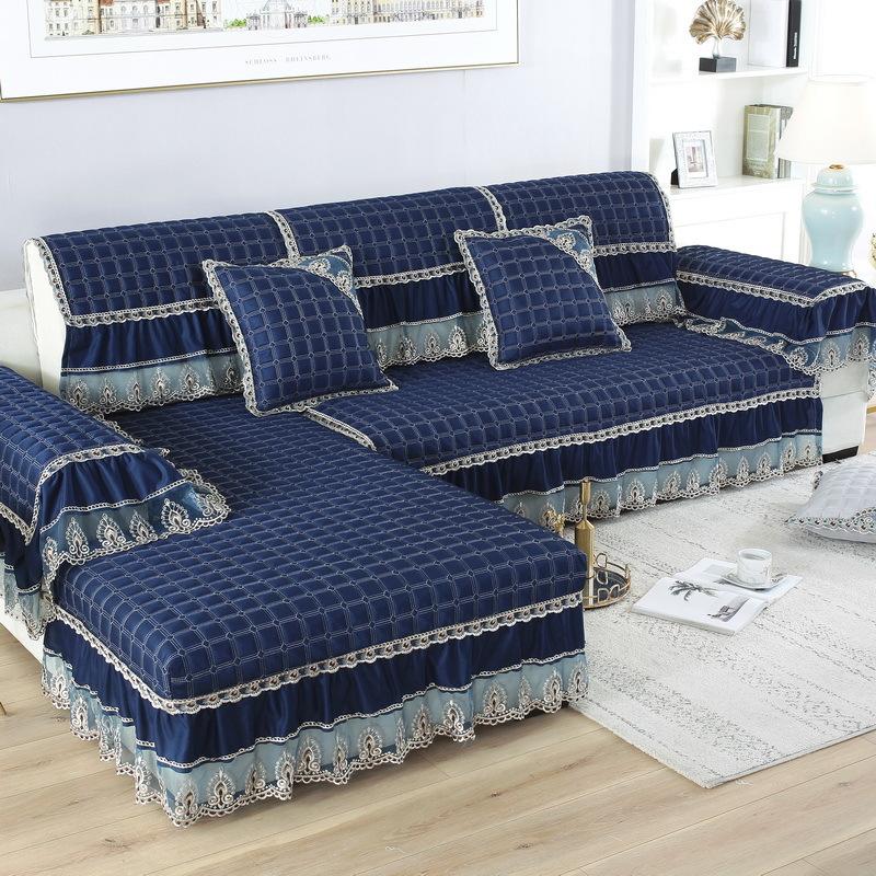 Cotton Swallowtail Style Sofa Cover European Thickened Lace Sofa Bed Cover Sofa Lattice Pillow Non-slip Sofa Towel Combination Living Room Home Decor