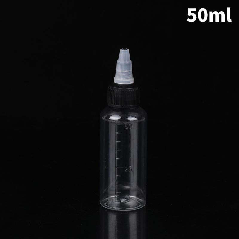 

10/20/30/50/100 мл пустая бутылка для краски для волос с закручивающейся крышкой многоразовый контейнер для сжатия с градуированной шкалой для пигментных чернил татуировки 50ml