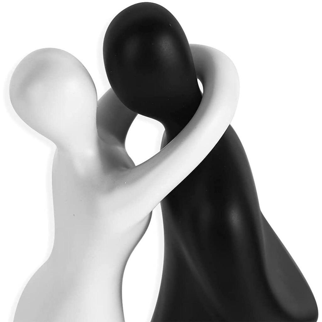 Passionate Lover Hugging Couple Figure | Beautiful Home Decor - (Set of 2, White Black),Brass, Love