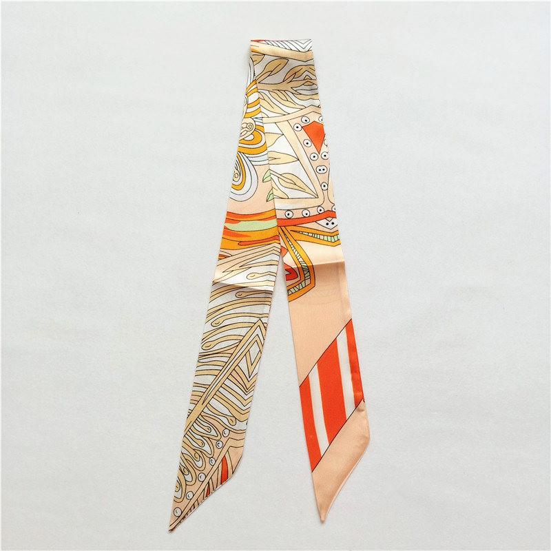 

2024 New Design Brand Scarf Women Fashion Neckerchief Skinny Silk Scarves For Ladies Handbag Ribbons Head Scarf Womens Tie