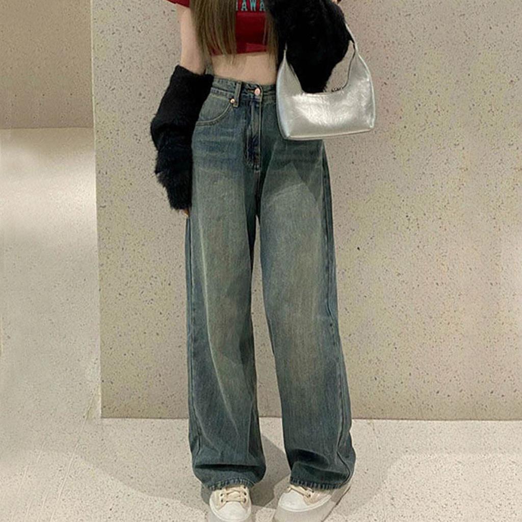 Woman's Fashion Denim Pants Harajuku Kpop Streetwear Wide Leg Pants