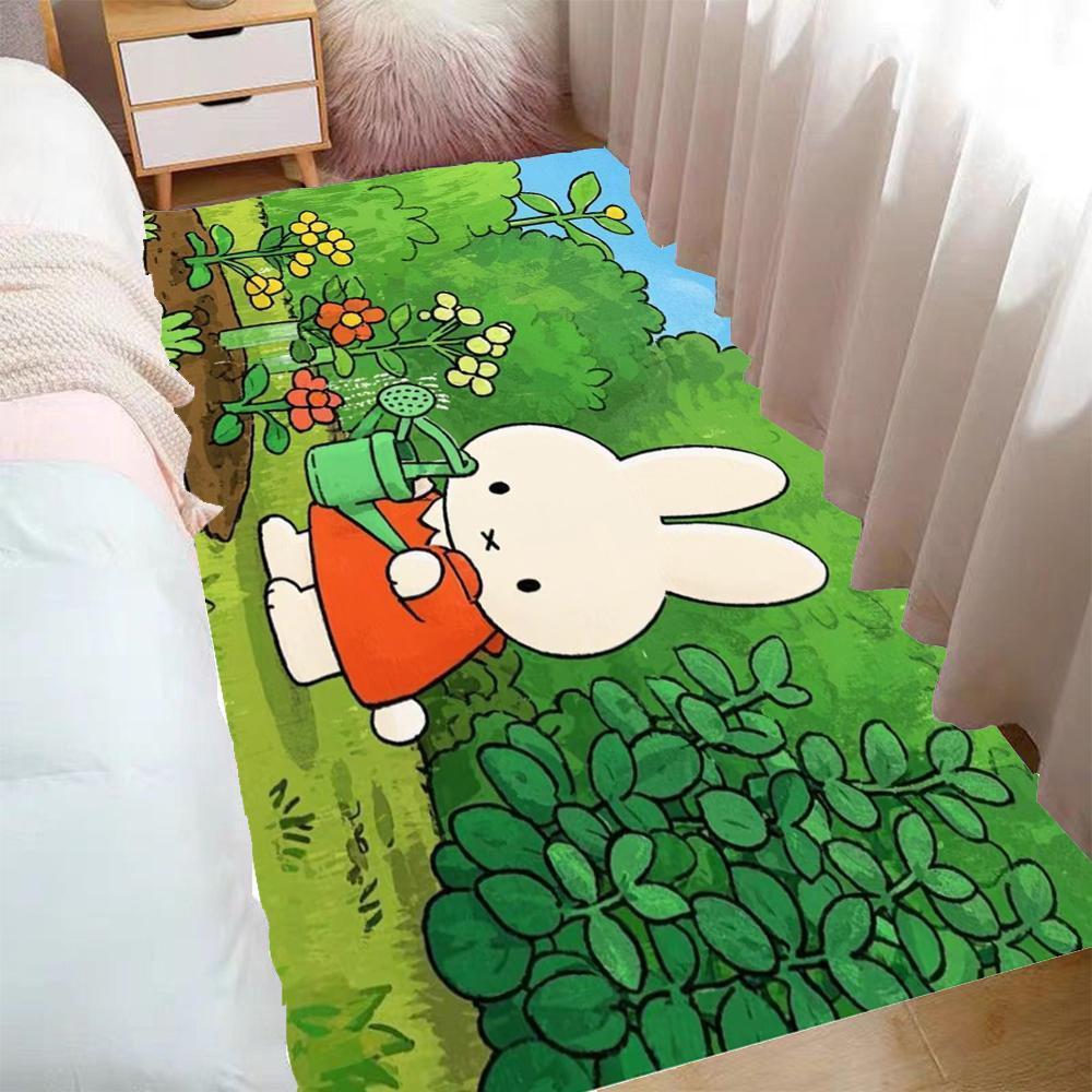 Kawaii Miffy Rabbit Carpet Bedside Blanket Foot Mat Cute Cartoon Bay Window Mat Coffee Table Blanket Anti-slip Floor Mat