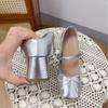Inner Height Increase 9CM Silver Mary Jane Shoes Women's Thick Heel Single Shoes Small Size 33 Small Ballet High Heels