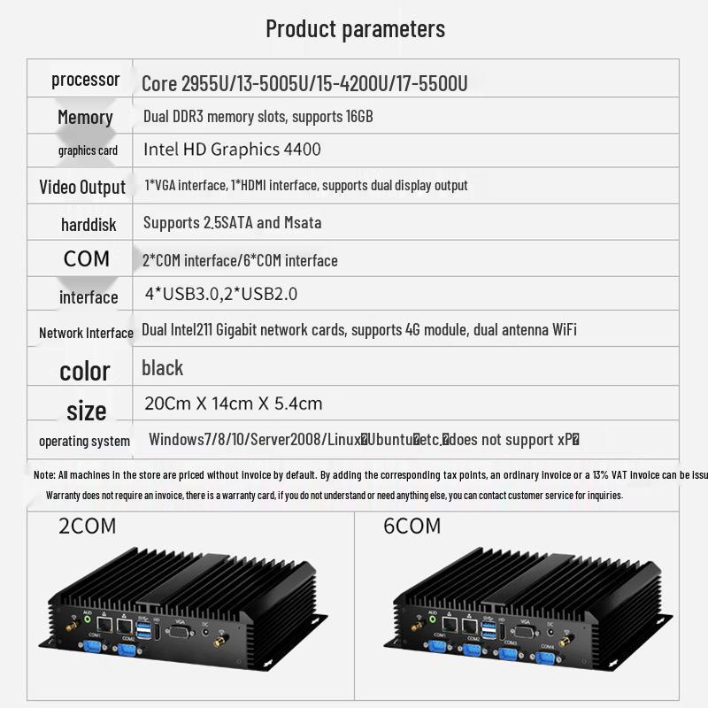 High-Temperature Resistant Core I7 Fanless Industrial Control All-in-One Mini PC with Dustproof Design
