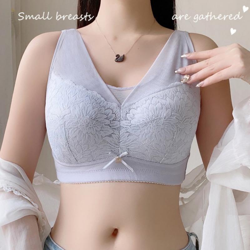 Big Breasts Show Small Underwear Women's Summer Thin Section Gathered Without Steel Ring Seamless Large Size Anti-glare and Anti-sagging Bra