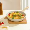 Frying Pan Cookware with Handle White Frypan Omelette Kitchen