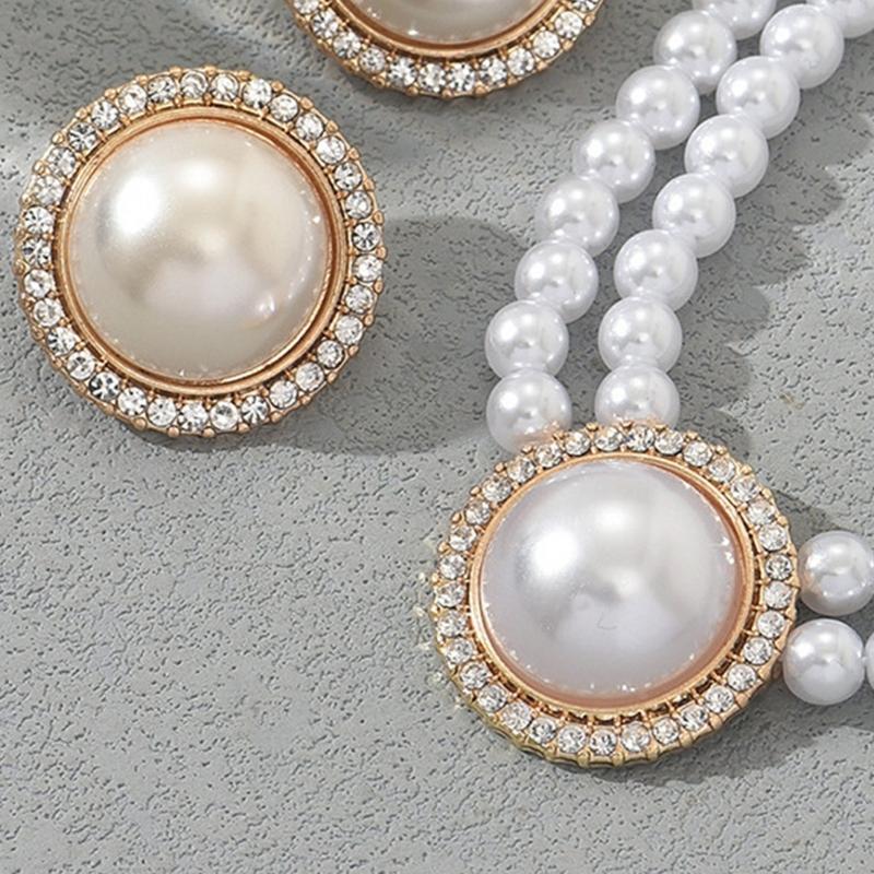 Elegant Pearls Necklace and Earrings Set for Weddings Parties Daily Wear