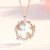 Moon Rabbit Necklace 925 Pink June Birthstone Day Elegant Accessory [Silver Thunder] Silver, Gold, (Moonstone), Anti-Allergy, Valentine's Gift,