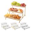 3-Tier Serving Tray Tiered Food Serving Platter Reusable Space-Saving Party Fruit Dessert Cupcake Display Holder with Metal Stand