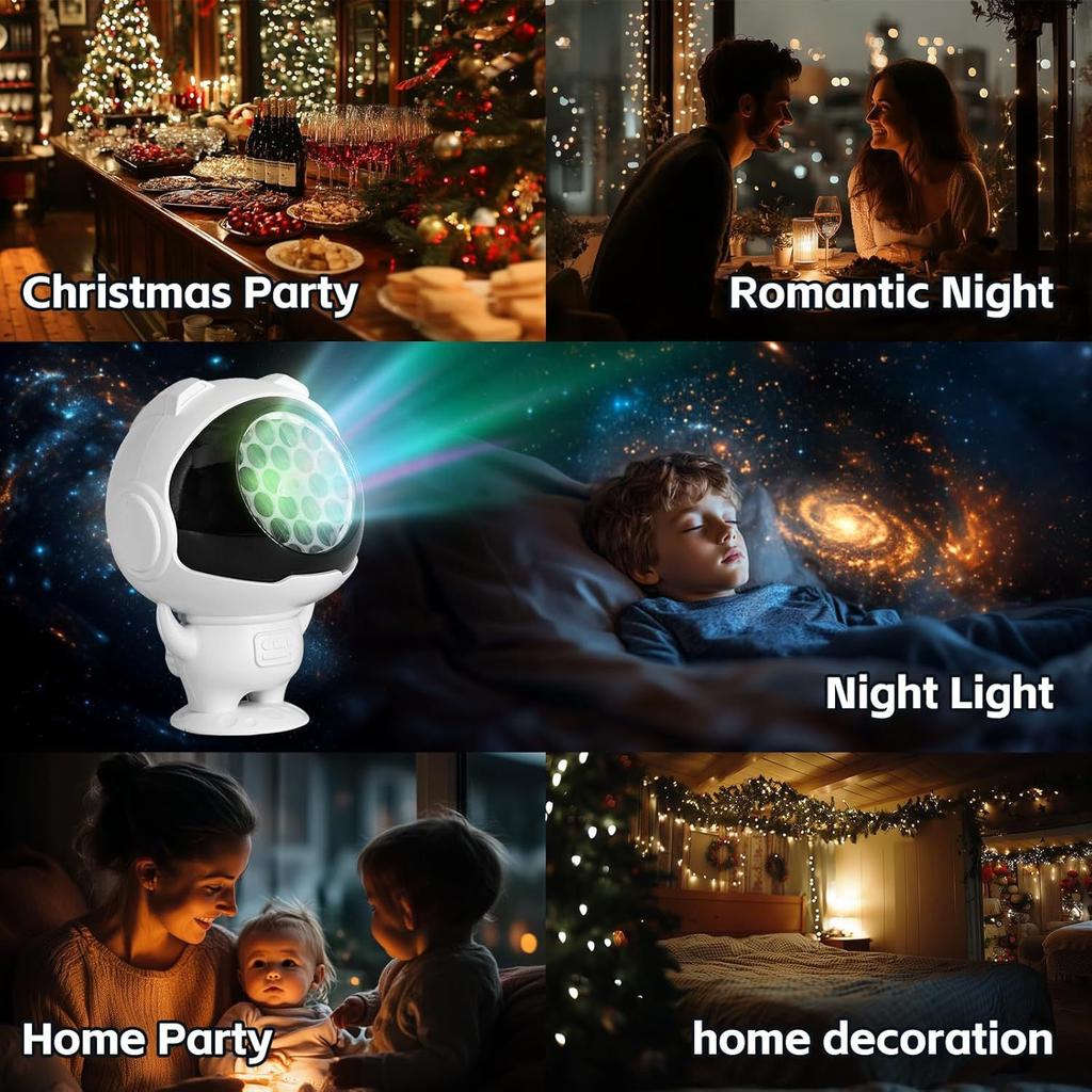 Astronaut Christmas Pattern Light Snowflake Halloween Projection Lamp Decorative Xmas Spotlight