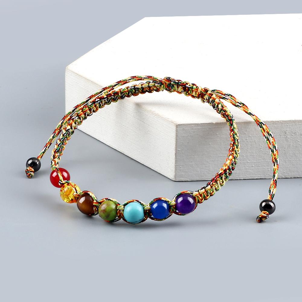 Handmade 7 Chakra Bracelet Natural Stone Braided Rope Yoga Reiki Healing Balance Bracelets & Bangles Meditation Gift