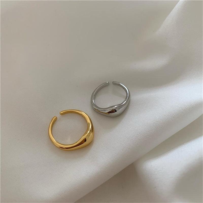 Wave Shape Gold Silver Color Adjustable Rings For Women Korean Open Cuff Finger Ring Anillos Anelli Jewelry