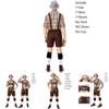 Stylish German Oktoberfest Clothing Men Fawn Print Khaki Plaid Costume Set