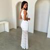 European and American style women's clothing 2026 summer new products fashionable and sexy mid-waist hollow lace slanted shoulder dress wholesale