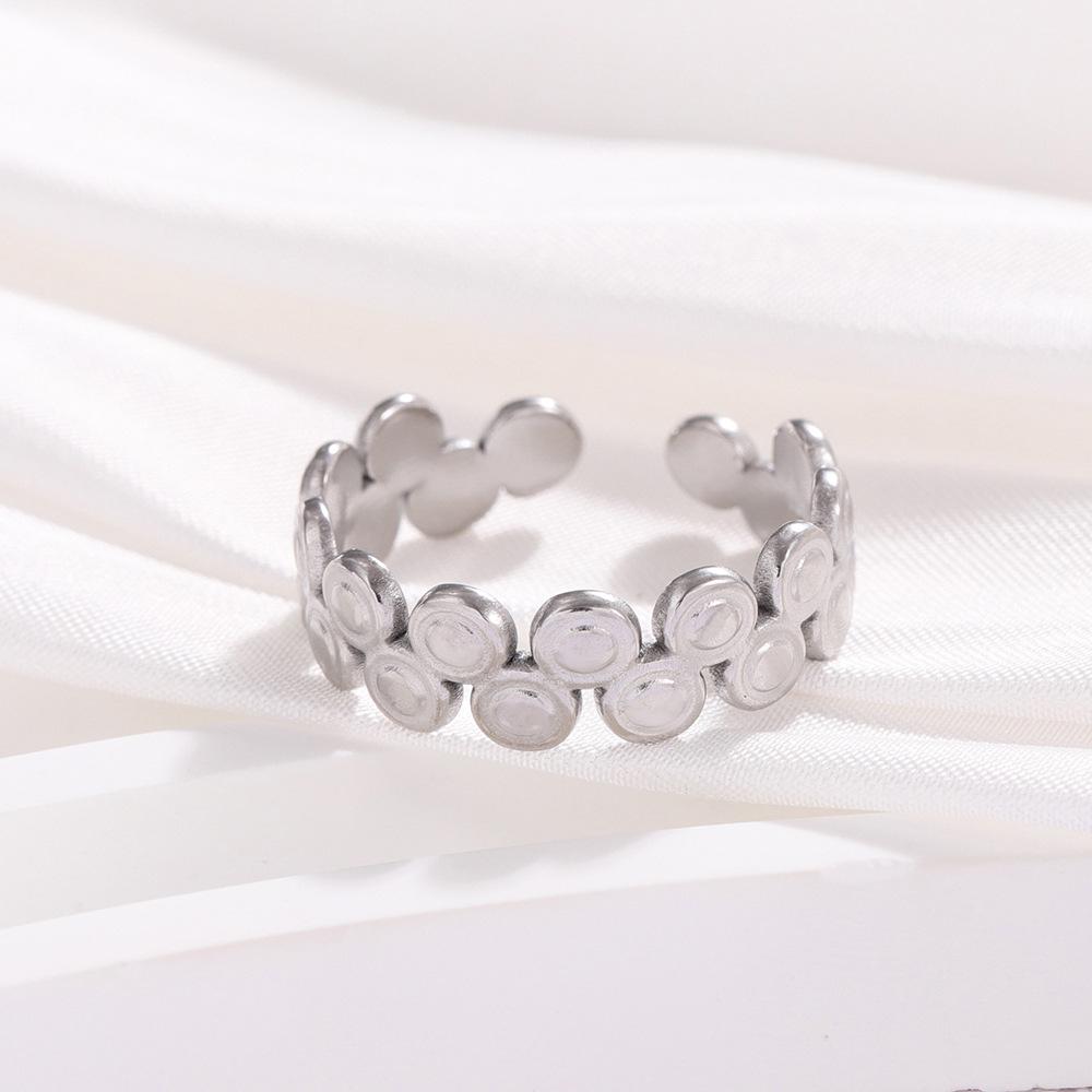 

Minimalist Geometric Bead Textured Adjustable Titanium Steel Ring for Women