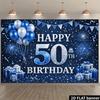 2D-ebene blau-silberne Kulisse für die Feier zum 50. Geburtstag, aus Polyester, für Familientreffen