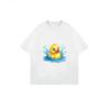 Camiseta de Pato Fofo Branca Desenho Animado Pato Amarelo com Design de Salpicos de Água Para Uso Casual Roupa de Verão Moda Feminina Top