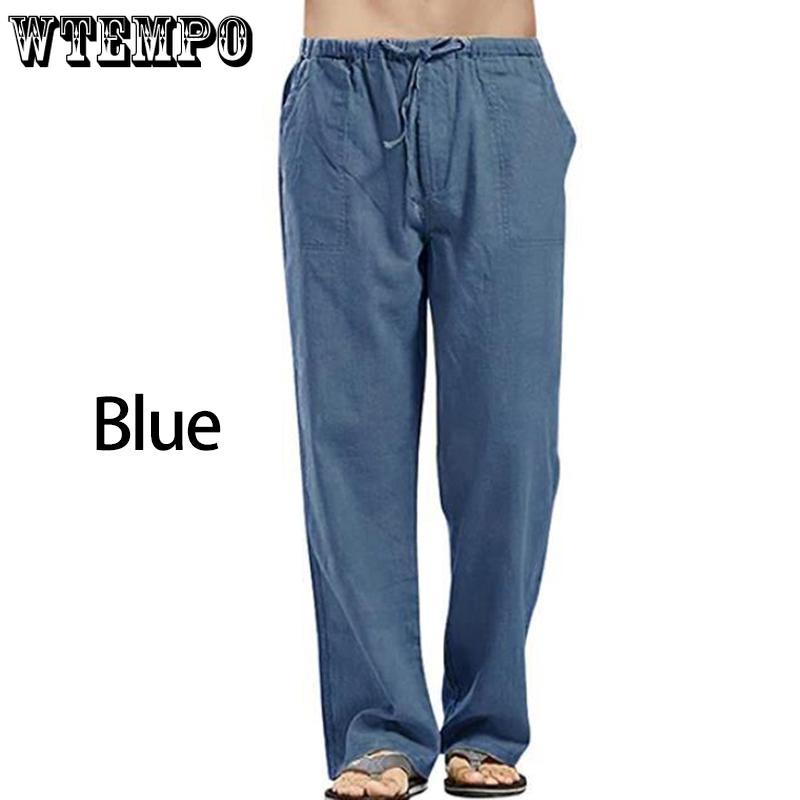 Men's Autumn Streetwear Elastic Waists Trousers Loose Pants Straight Party Pants Linen Plus Size