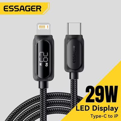 Essager Kabel USB C do iPhone'a 14 13 12 11 Pro Max Xs Cyfrowy przewód wyświetlacza PD 29 W Szybkie ładowanie Typ C do przewodu danych Lightning