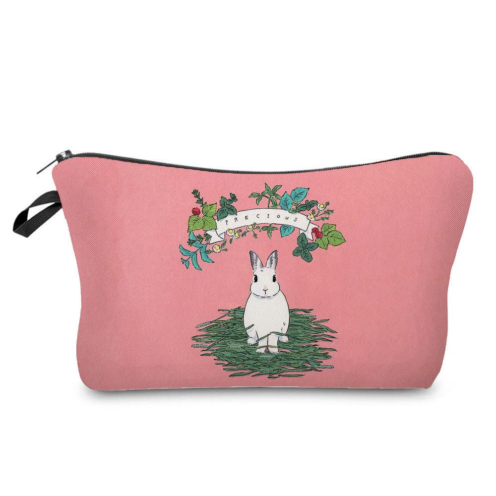 Women Rabbit Print Cosmetic Bag Toiletries Organize Travel Storage Case  6412 KTB