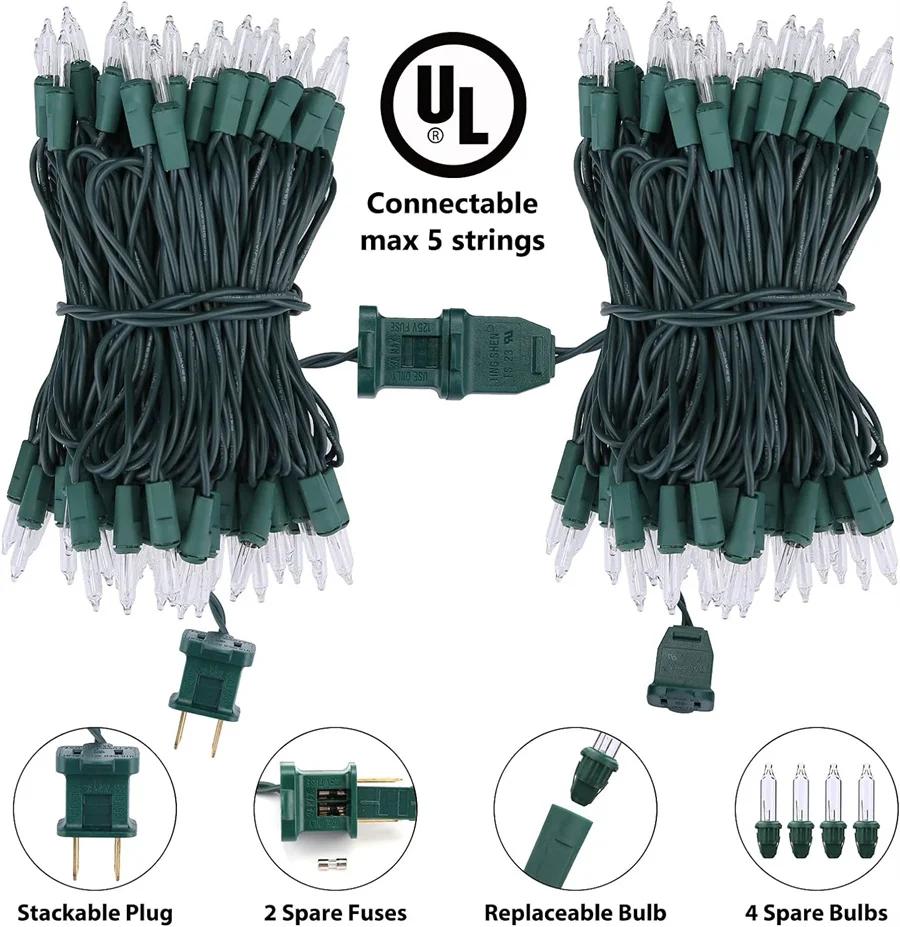 7M 100 Count Mini Christmas Fairy Light Outdoor Incandescent Bulb Mini String Light for Christmas Tree Garland Party Decor