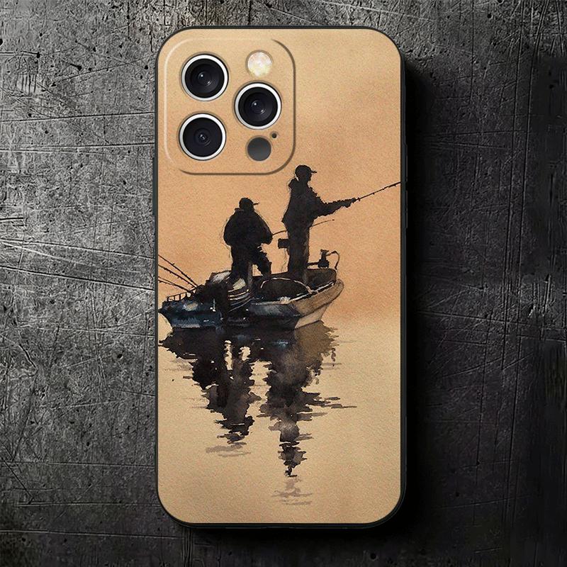 Hunting Fishing Man Soft Phone Case for iPhone 16 16E 17 Air 15 Pro Max 14 Plus 13 Mini 11 12 7 Black Cover Back Shell