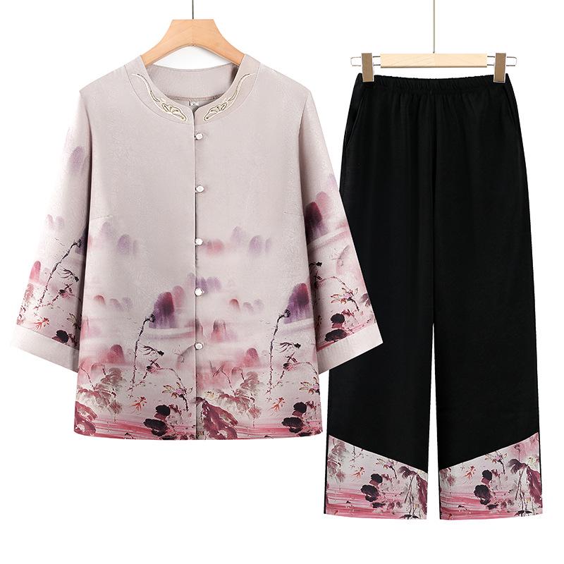 

Elegant 2026 Spring Two-Piece Suit for Middle-Aged & Elderly Women - Stylish Top & Casual Fashion. XL (90-115 lbs) арбуз красный