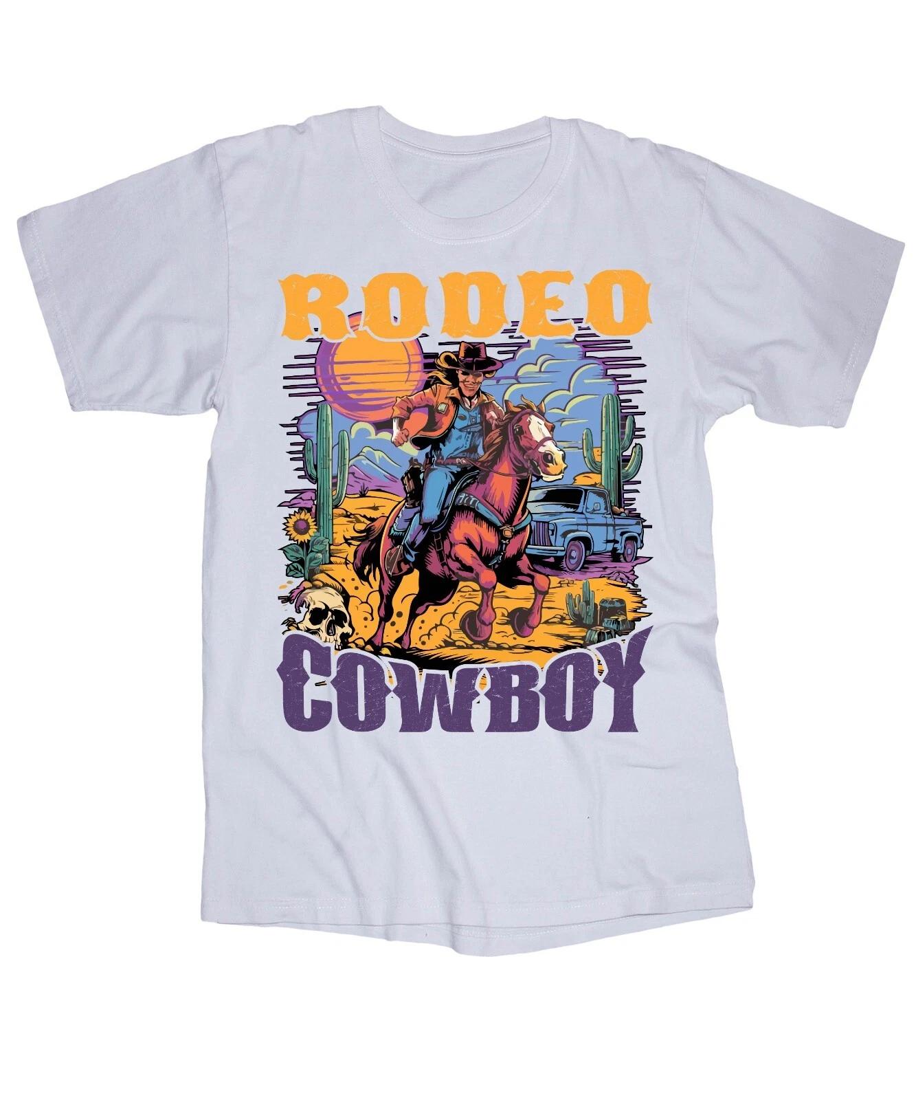 Rodeo Cowboy White T-shirt Roping Ranch Horses Riding Country Pickup truck M