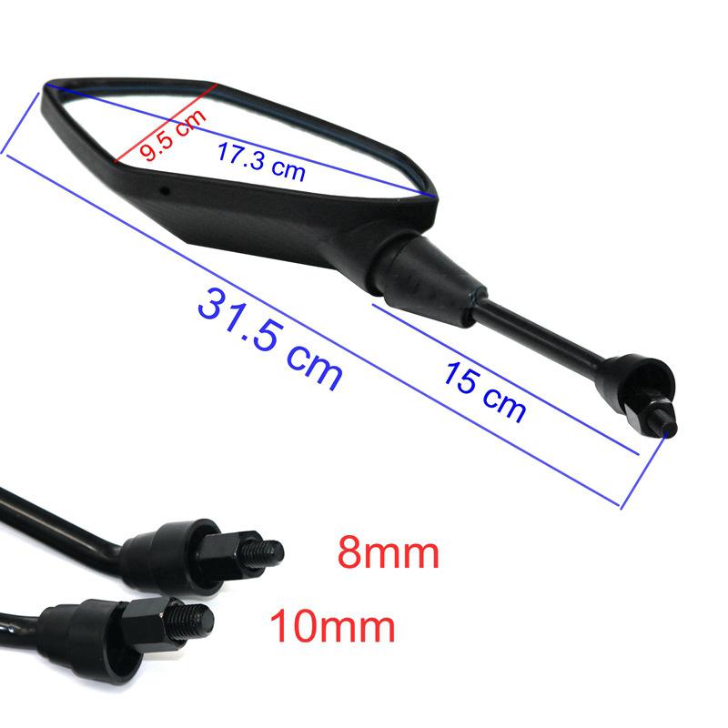 2Pcs/Pair Universal 8mm 10mm Motorcycle Rearview Mirrors for Scooter E-Bike - Convex Back Side Mirror for Electromobile