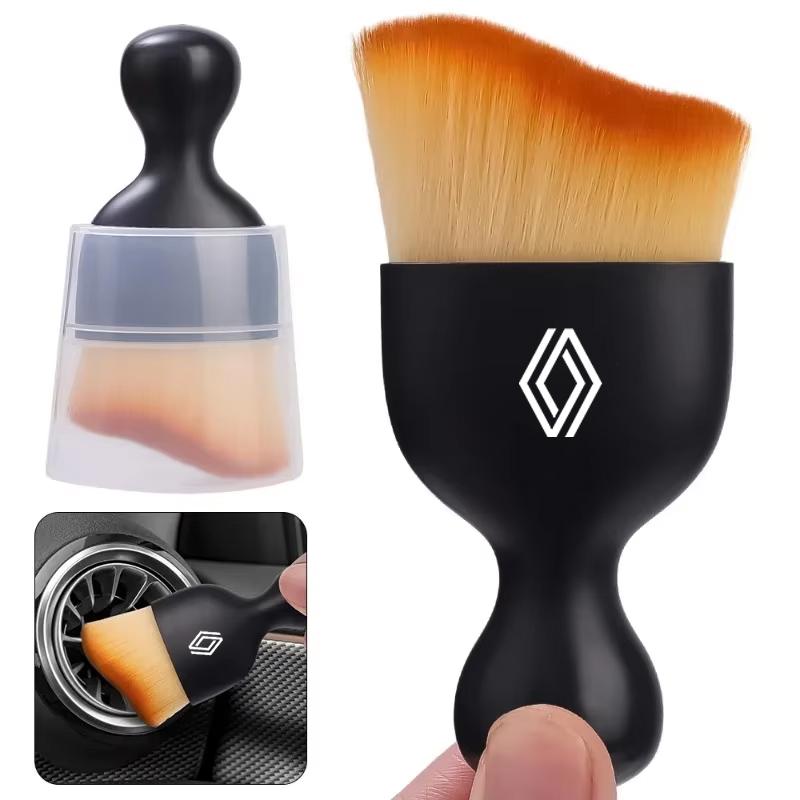 1Pcs Car Emblem Cleaning Soft Brush Dust Remover Tools For Renault ZOE QM6 Austral Kardian Rafale Kangoo Arkana Clio Koleos Mega S777