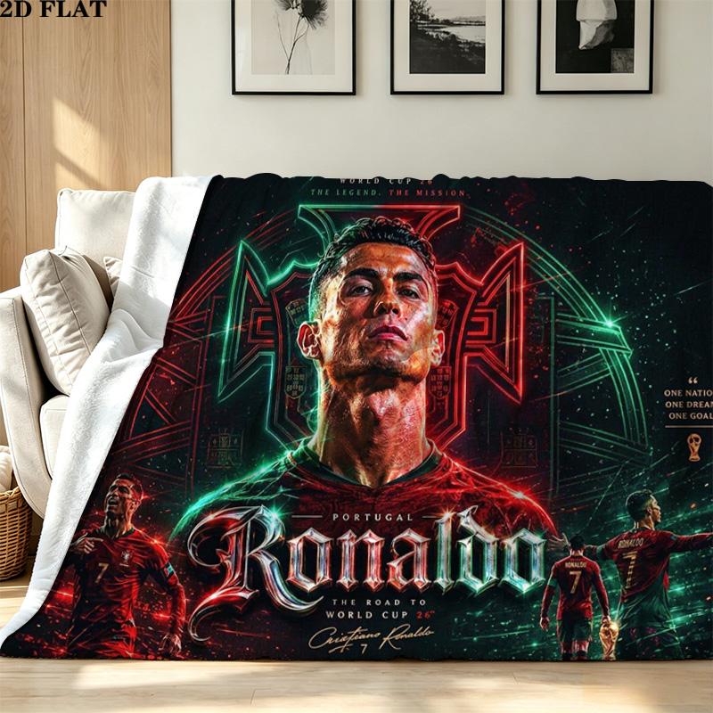 CR7 Print Flannel Blanket High Quality Warm Comfortable Cover for All Seasons Perfect for Gifts Home Decor