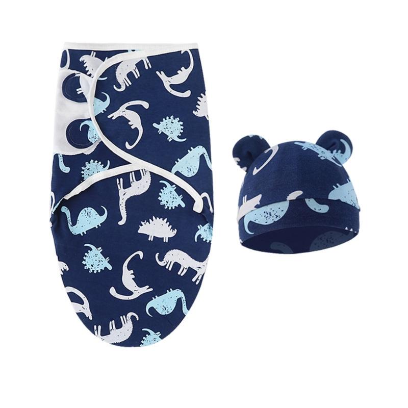 4 Set Baby Swaddles Wrap Blanket with Bonnet Hat Sleeping Bag Anti Kick Blanket Swaddles for Toddler 0-12 Months