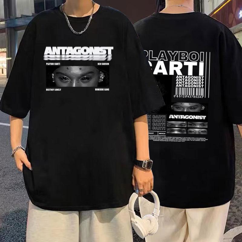 

Rapper Playboi Carti Antagonist Album Graphic T Shirts Tour Concert Opium Fans Tshirt Men Hip Hop Oversized Tshirt L