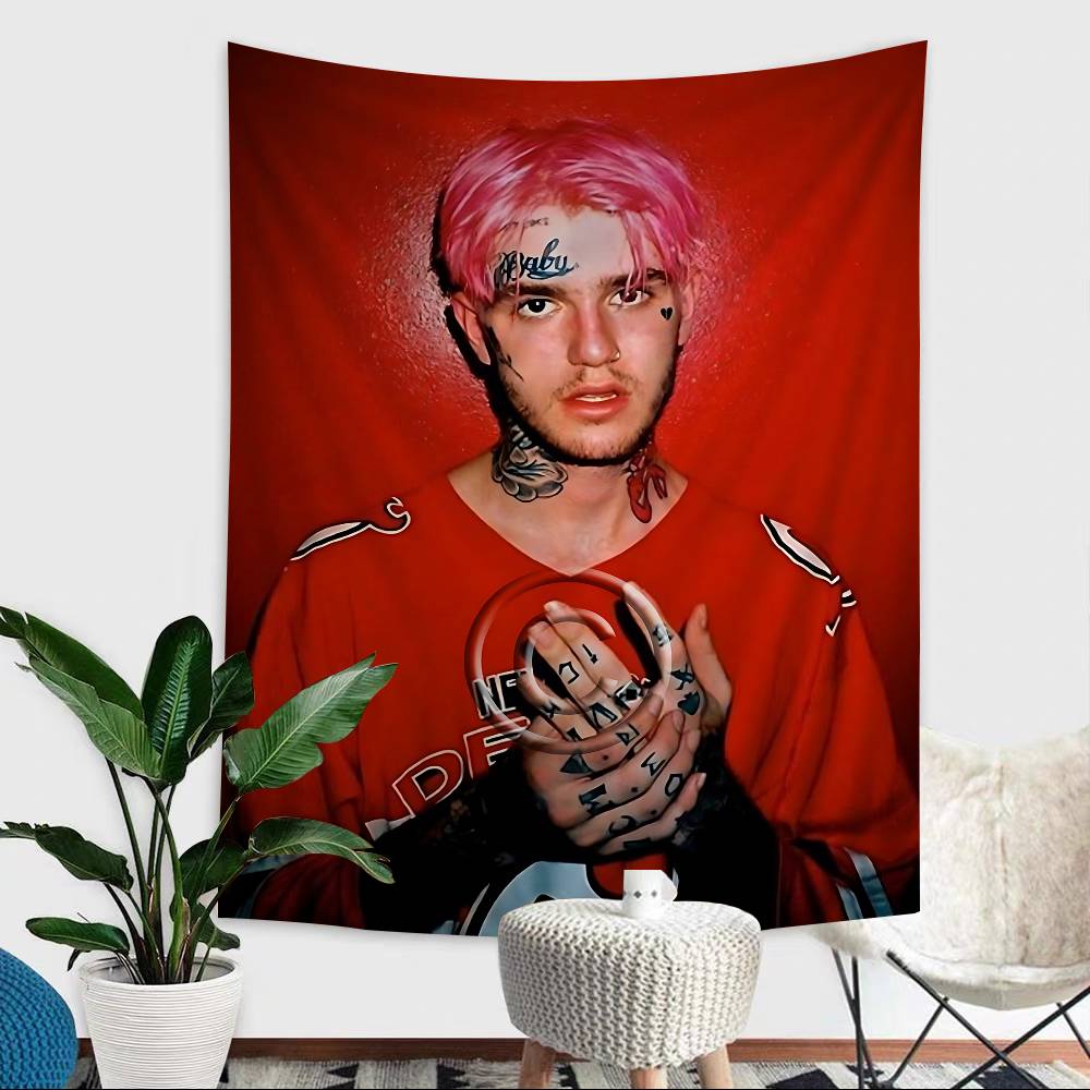 

Hop Rapper LLil PPeep Anime Tapestry Hippie Flower Wall Carpets Dorm Decor Wall Hanging Home Decor 74x94cm(29x37in)