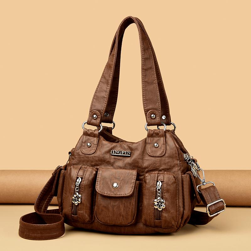 Women's Bag Vintage Tote Bag Large Capacity Multi-Pocket Shoulder Bag