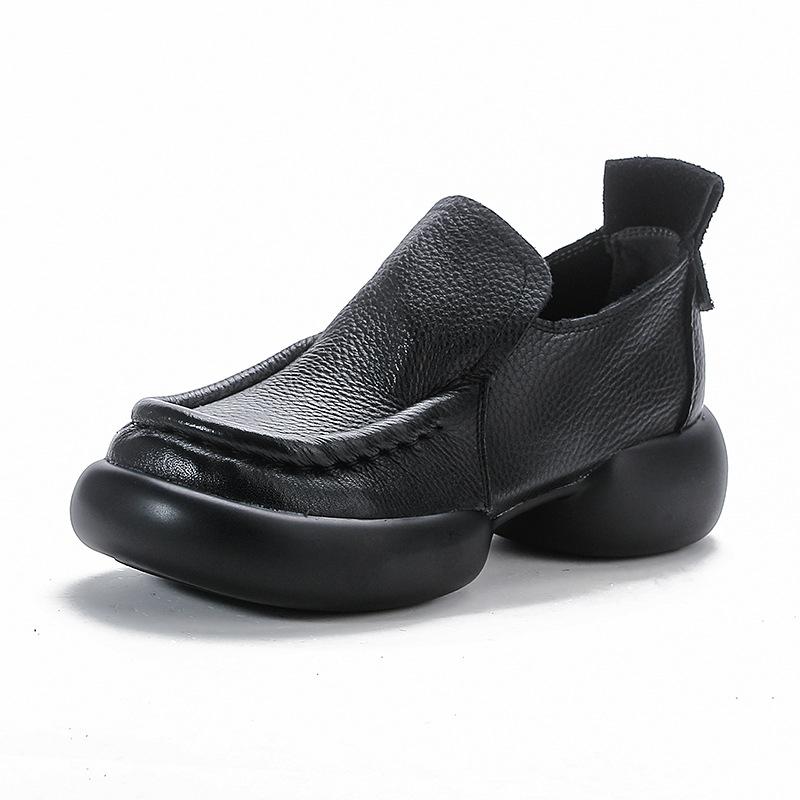 Fashion 2024 Natural Cow Genuine Leather Autumn Summer Women Comfy Flats Ladies Loafers Slip on Female Platform Wedge Shoes