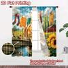 2D flat printing 2pcs Curtain Window Drapes Summer Farm Cat Scene Digital Printed Polyester Drapes Festive Wall Decor Use for