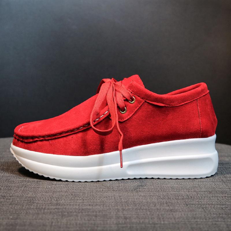 

Женские замшевые повседневные кроссовки на шнуровке с круглым носком и толстой подошвой 40