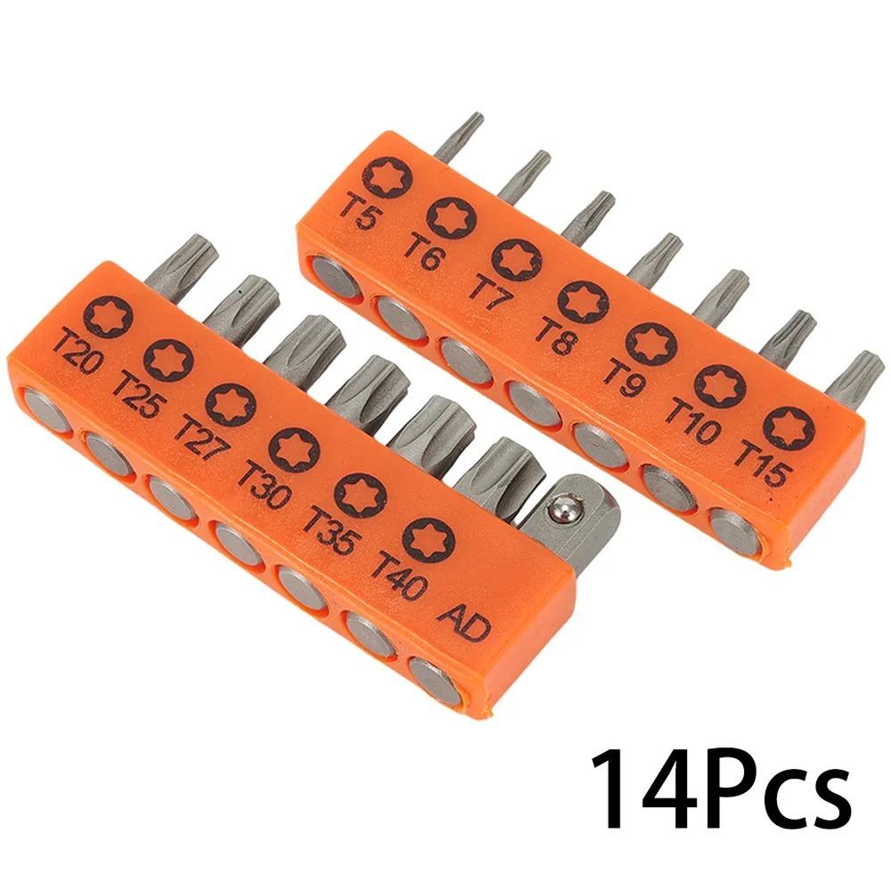 

14 шт./набор с отверстием Биты для электроотвертки 25 мм Набор аппаратных инструментов Новый бит для отвертки Torx