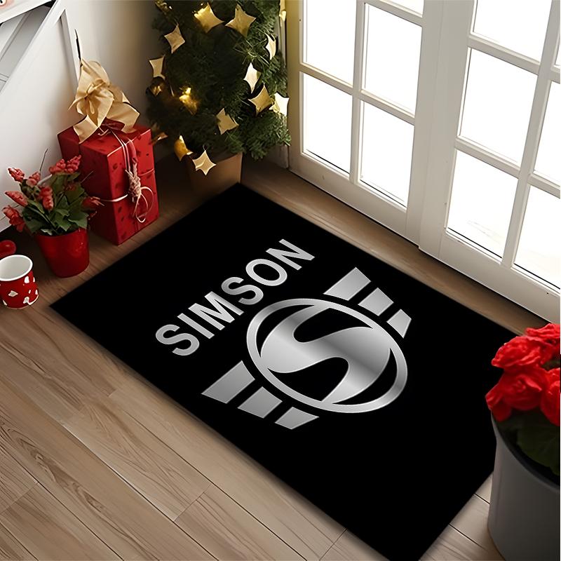 1pc Area Rug Appropriate for Office, Black SIMSON Carpet, Versatile Printed Chair Rug, Durable Home Sofa Carpet