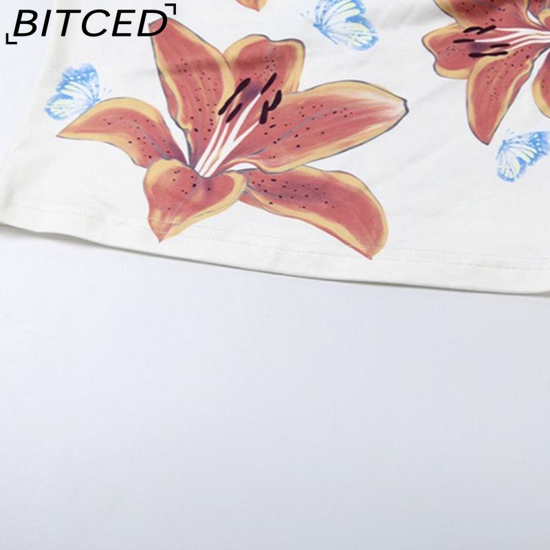 BITCED Summer Women's Streetwear Floral Print Sensual Crop-Top Bustier