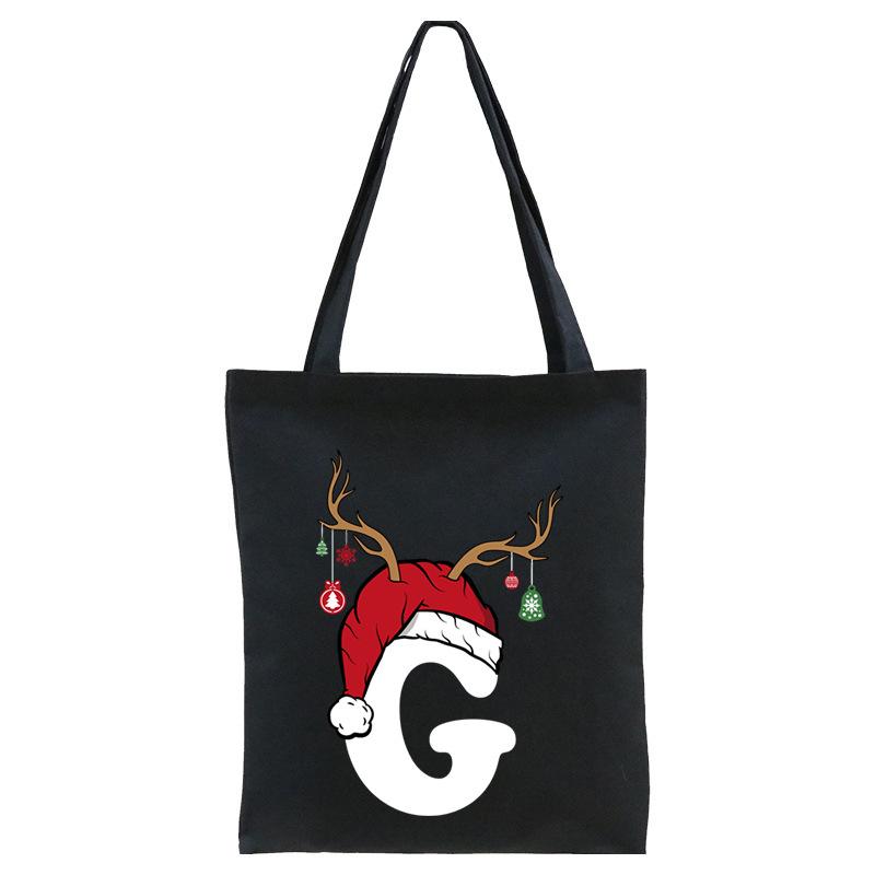 Christmas 26 English Letter Printing Tote Bag Shoulder Bag Women's New Large Capacity Go Out Portable